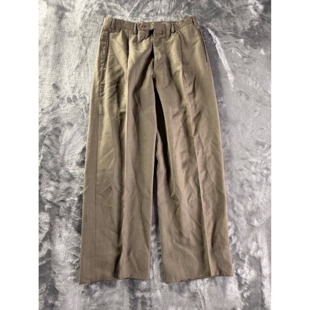 Canali Proposta Mens Dress Pants 36 Taupe 100% Wool Pleated Italy 50819 65809